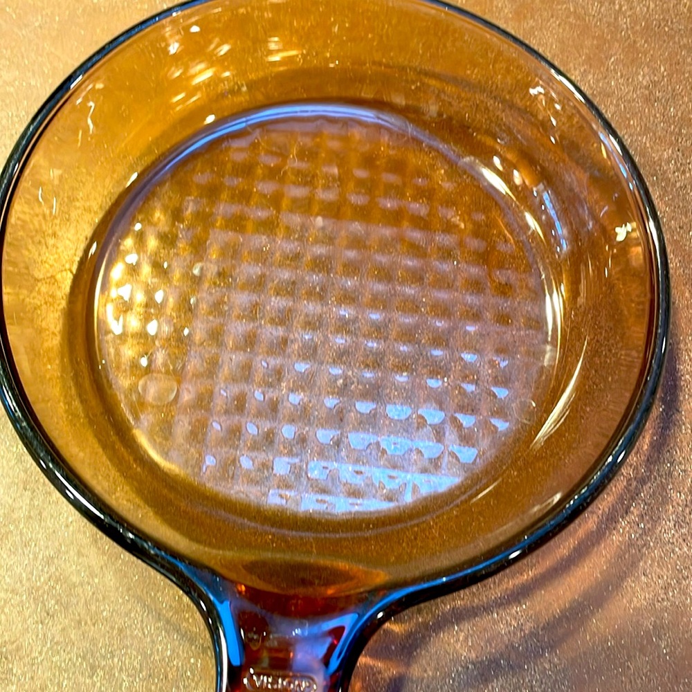 Vision Corning Ware USA 7" Amber Glass Skillet Waffle Bottom Fry Pan No Lid